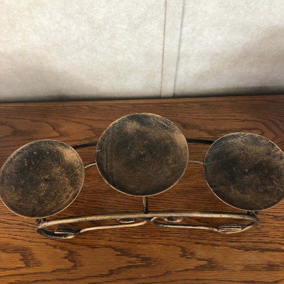 Wrought Iron Three Tier Pillar Candle Holder - Picture 2 of 3